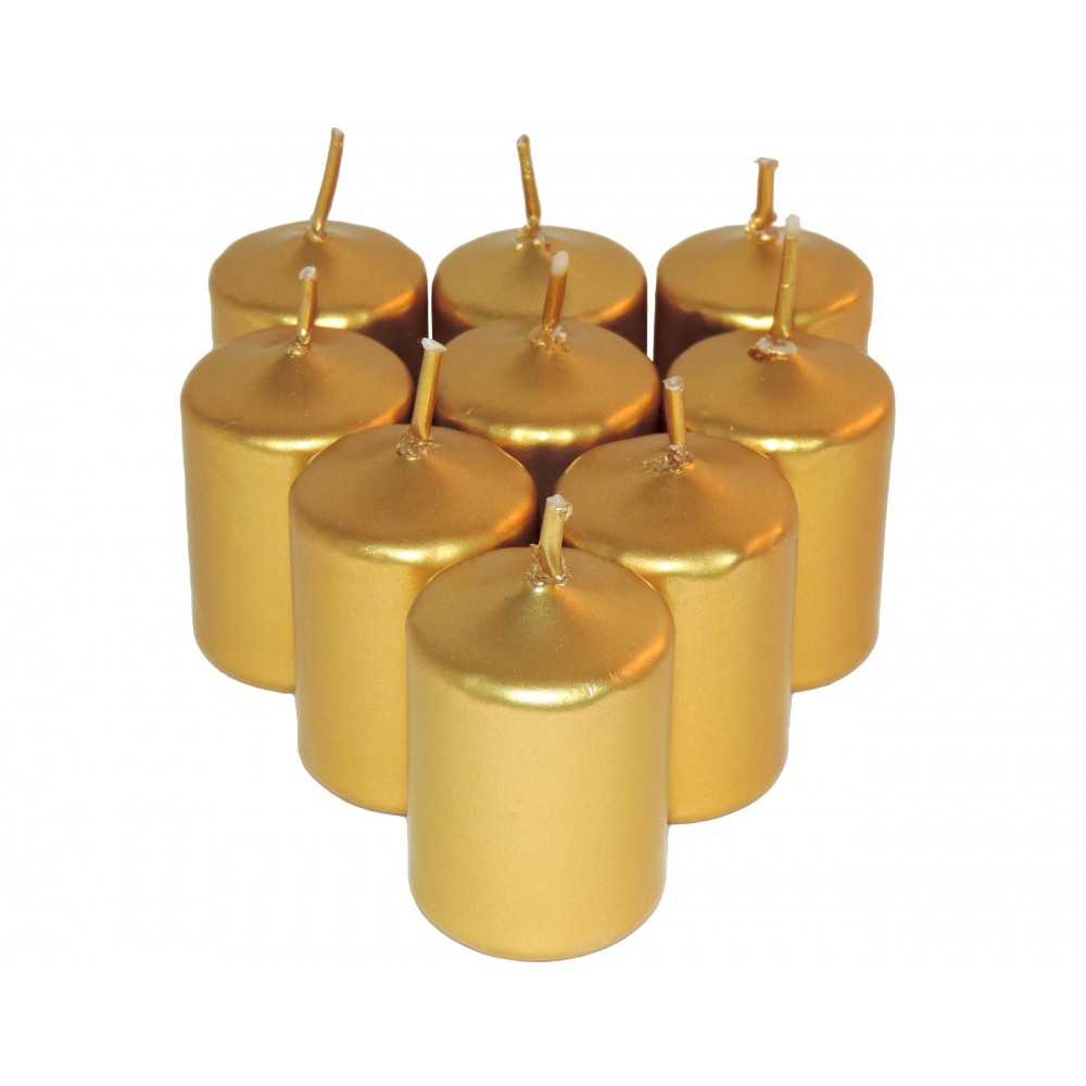 HotStar Candele Non Profumate Oro Metalizzato 9Pz Moccoli Durata 6 Ore 35x50 mm