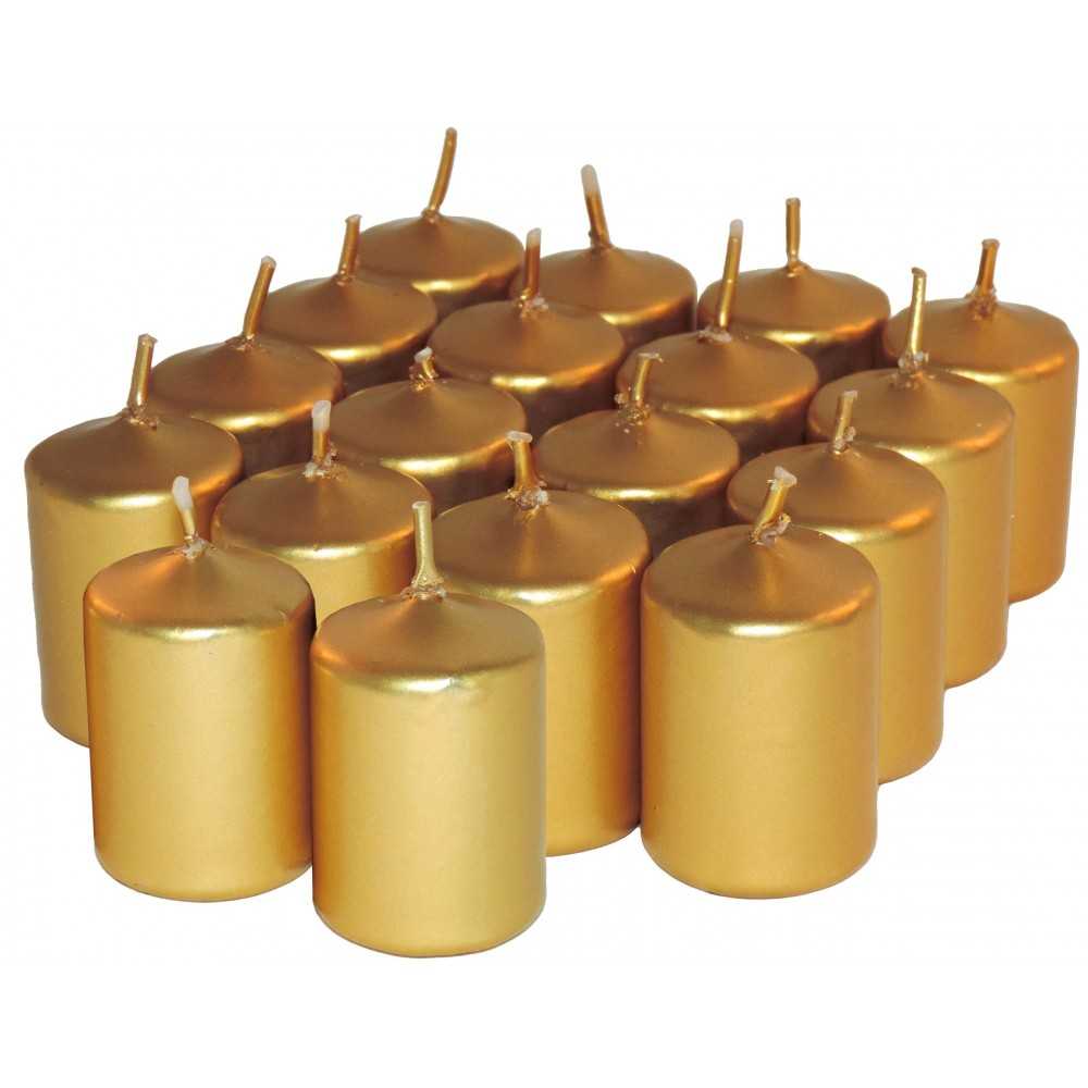 HotStar Candele Non Profumate Oro Metalizzato 18Pz Moccoli Durata 6 Ore 35x50 mm