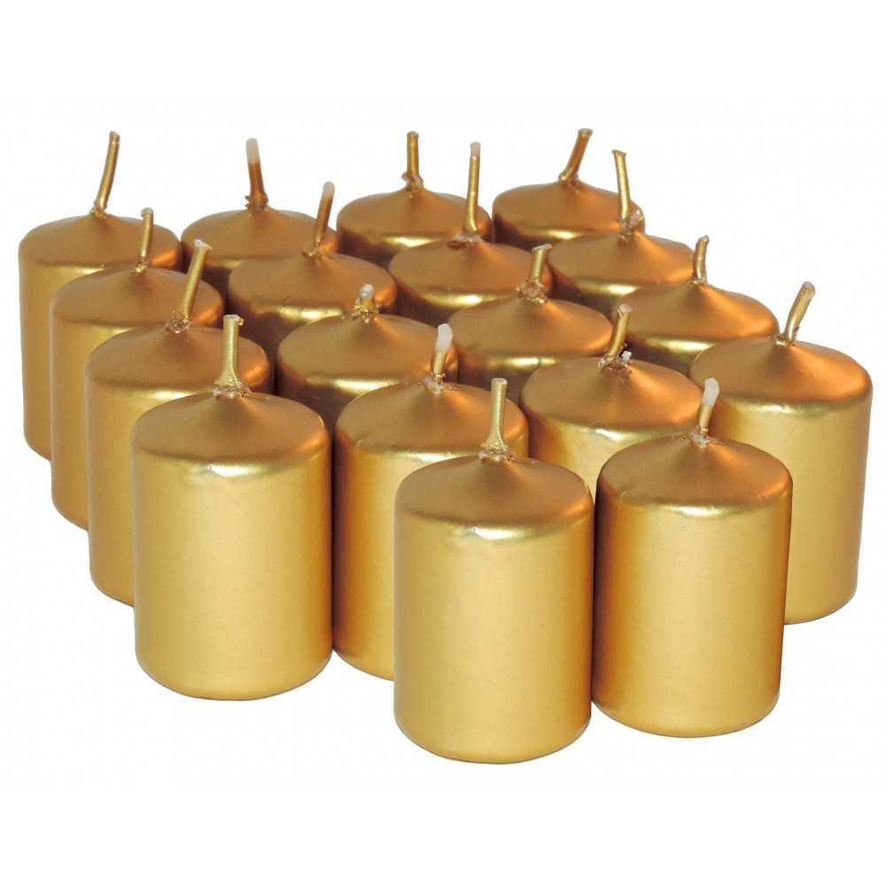 HotStar Candele Non Profumate Oro Metalizzato 18Pz Moccoli Durata 6 Ore 35x50 mm