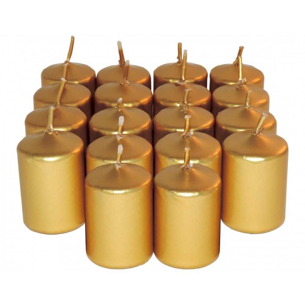 HotStar Unscented Candles Metallic Gold 18 Pcs Pillar Duration 6 Hours 35x50 mm