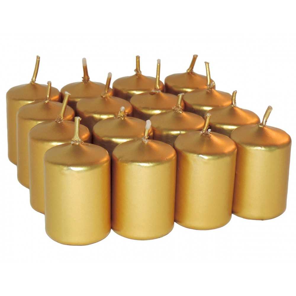 HotStar Candele Non Profumate Oro Metalizzato 16 Pz Moccoli Durata 6 Ore 35x50 mm