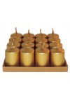 HotStar Unscented Candles Metallic Gold 16 Pcs Pillar Duration 6 Hours 35x50 mm