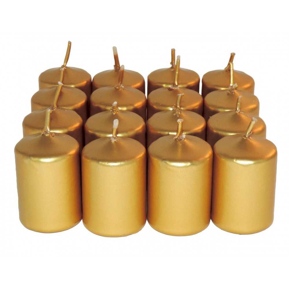 HotStar Candele Non Profumate Oro Metalizzato 16 Pz Moccoli Durata 6 Ore 35x50 mm