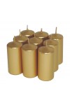 HotStar Unscented Candles Metallic Gold 9Pcs Pillar Duration 7-8 Hours 35x80 mm