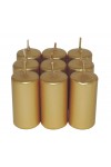 HotStar Unscented Candles Metallic Gold 9Pcs Pillar Duration 7-8 Hours 35x80 mm