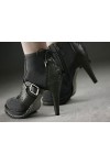 Ankle boots with lace up back and zip up side - 10cm Heel/2.5cm Platform Grey