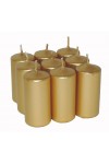 HotStar Unscented Candles Metallic Gold 9Pcs Pillar Duration 7-8 Hours 35x80 mm