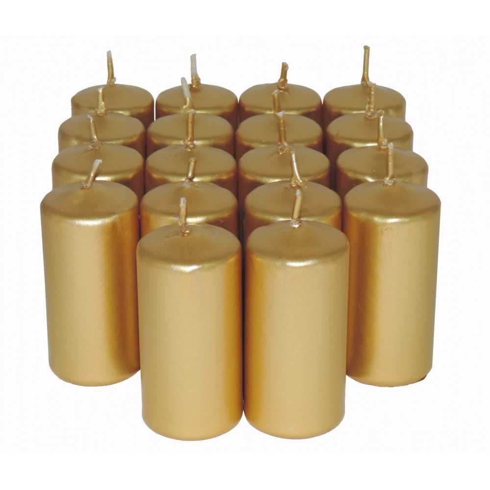 HotStar Candele Non Profumate Oro Metalizzato 18Pz Moccoli Durata 7-8 Ore 35x80 mm