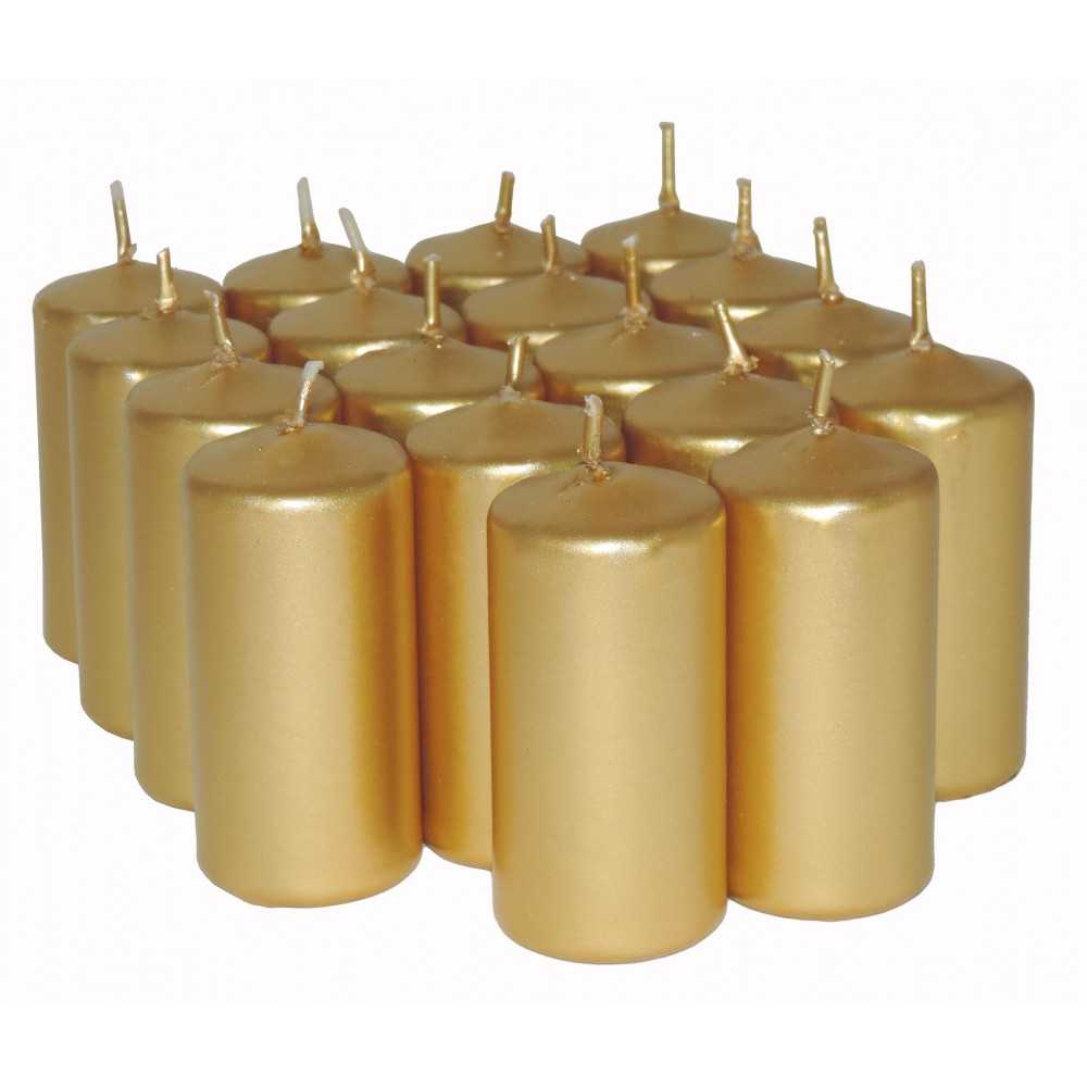 HotStar Candele Non Profumate Oro Metalizzato 18Pz Moccoli Durata 7-8 Ore 35x80 mm