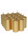 HotStar Unscented Candles Metallic Gold 18 Pcs Pillar Duration 7-8 Hours 35x80 mm