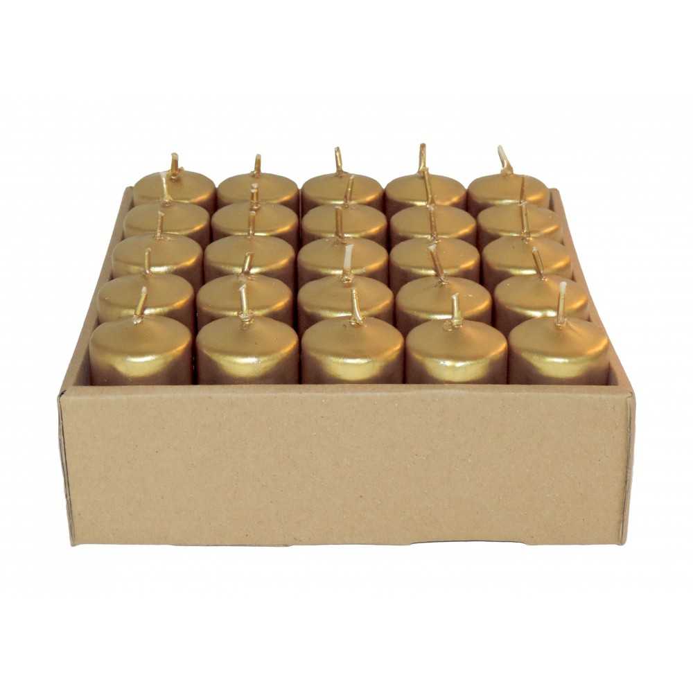 HotStar Unscented Candles Metallic Gold 25 Pcs Pillar Duration 7-8 Hours 35x80 mm