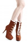 Suede platform ankle boots with horn toggle buttons12cm Heel/4cm Platform Brown Kvoll