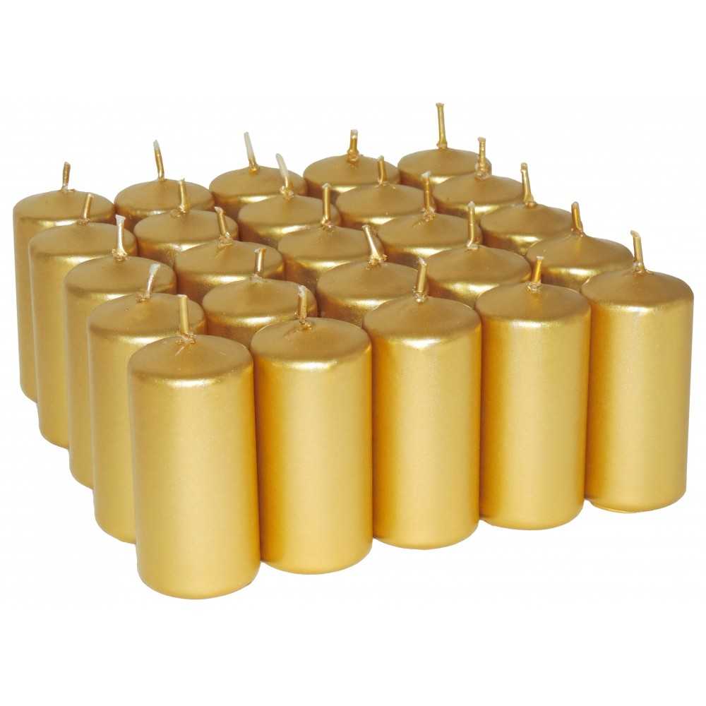 HotStar Candele Non Profumate Oro Metalizzato 25 Pz Moccoli Durata 7-8 Ore 35x80 mm