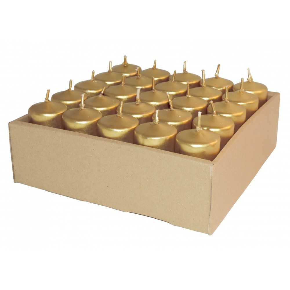 HotStar Unscented Candles Metallic Gold 25 Pcs Pillar Duration 7-8 Hours 35x80 mm