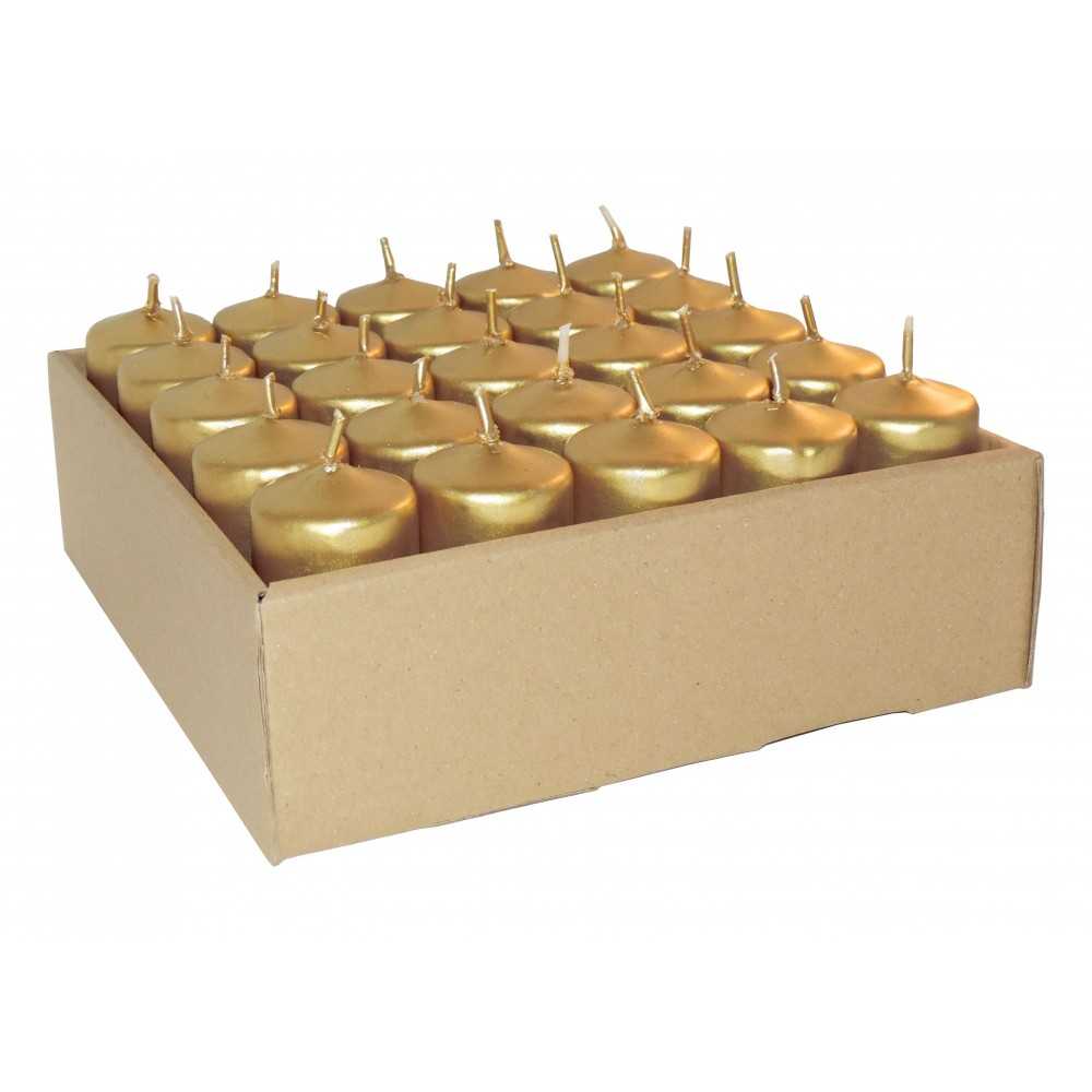 HotStar Unscented Candles Metallic Gold 25 Pcs Pillar Duration 7-8 Hours 35x80 mm