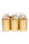 HotStar Metallic Gold Candles Pillars 6 Pcs Burning 30 Hours 60x100 mm Unscented