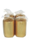 HotStar Crack Metallic Gold Candles Pillars 4 Pcs Burning 30 Hours 60x100 mm Unscented