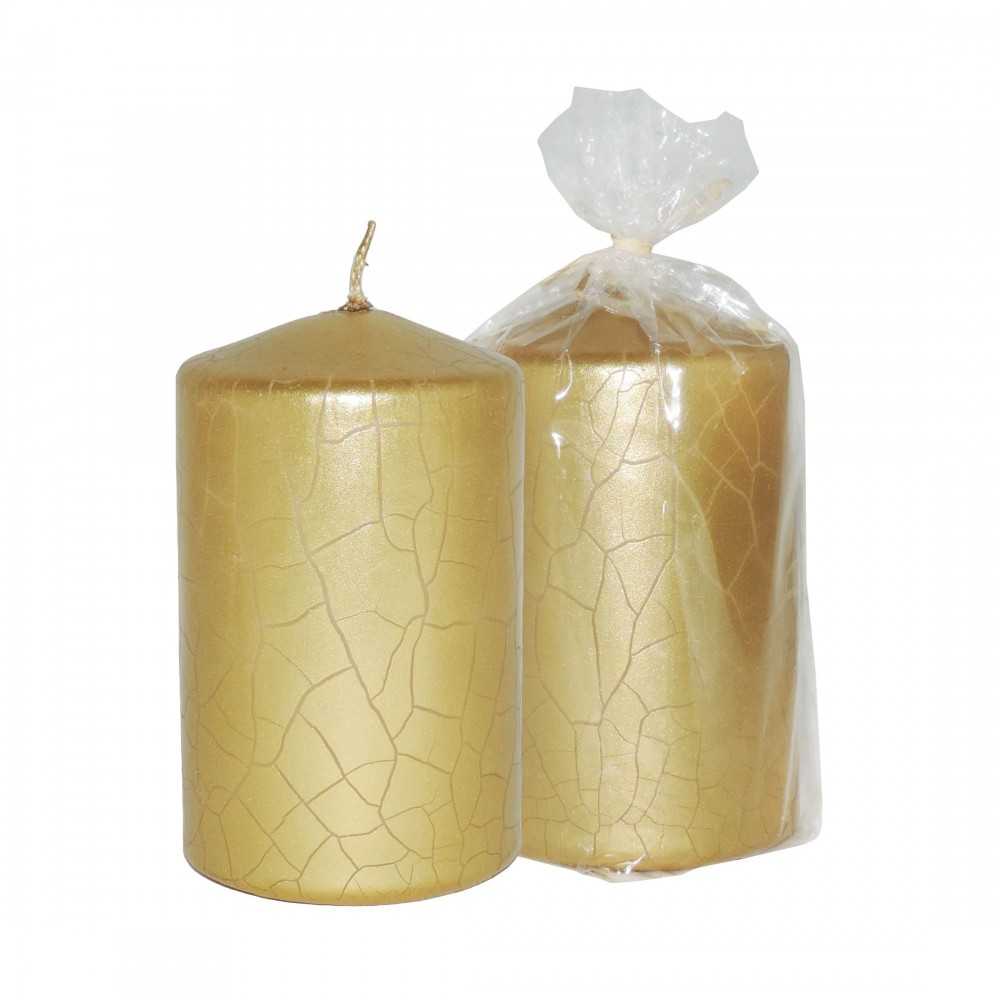 HotStar Candele Oro Metallizzato Crack 4Pz Moccoli Durata 30 Ore 60x100 mm Non Profumate