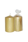 HotStar Crack Metallic Gold Candles Pillars 4 Pcs Burning 30 Hours 60x100 mm Unscented