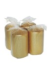 HotStar Crack Metallic Gold Candles Pillars 4 Pcs Burning 30 Hours 60x100 mm Unscented