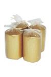 HotStar Crack Metallic Gold Candles Pillars 4 Pcs Burning 30 Hours 60x100 mm Unscented