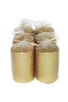 HotStar Crack Metallic Gold Candles Pillars 6 Pcs Burning 30 Hours 60x100 mm Unscented