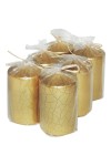 HotStar Crack Metallic Gold Candles Pillars 6 Pcs Burning 30 Hours 60x100 mm Unscented