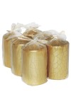 HotStar Crack Metallic Gold Candles Pillars 6 Pcs Burning 30 Hours 60x100 mm Unscented