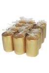 HotStar Crack Metallic Gold Candles Pillars 12 Pcs Burning 30 Hours 60x100 mm Unscented