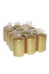 HotStar Crack Metallic Gold Candles Pillars 12 Pcs Burning 30 Hours 60x100 mm Unscented