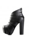 Chunky heel platform ankle boots with zip up back 13cm Heel 5cm Platform Black Kvoll