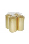 HotStar Crack Metallic Gold Candles Pillars 4 Pcs Burning 69 Hours 70x140 mm Unscented