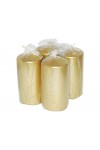 HotStar Crack Metallic Gold Candles Pillars 4 Pcs Burning 69 Hours 70x140 mm Unscented