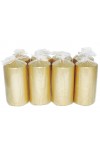 HotStar Crack Metallic Gold Candles Pillars 8 Pcs Burning 69 Hours 70x140 mm Unscented