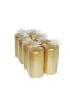 HotStar Crack Metallic Gold Candles Pillars 8 Pcs Burning 69 Hours 70x140 mm Unscented