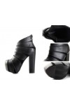 Chunky heel platform ankle boots with zip up back 13cm Heel 5cm Platform Black Kvoll