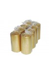 HotStar Crack Metallic Gold Candles Pillars 8 Pcs Burning 69 Hours 70x140 mm Unscented