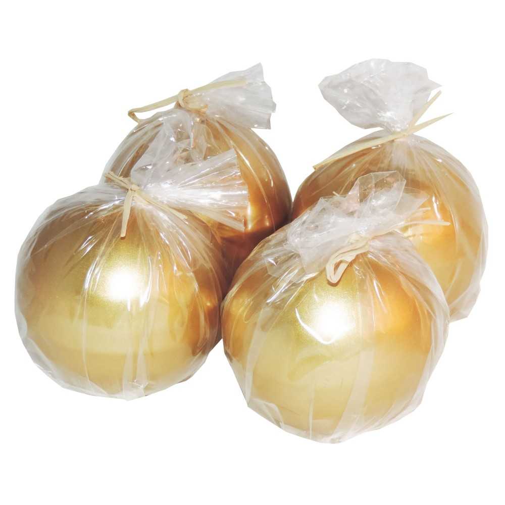 HotStar Metallic Gold Candles 4 Pcs Burning 28 Hours d80 mm Unscented