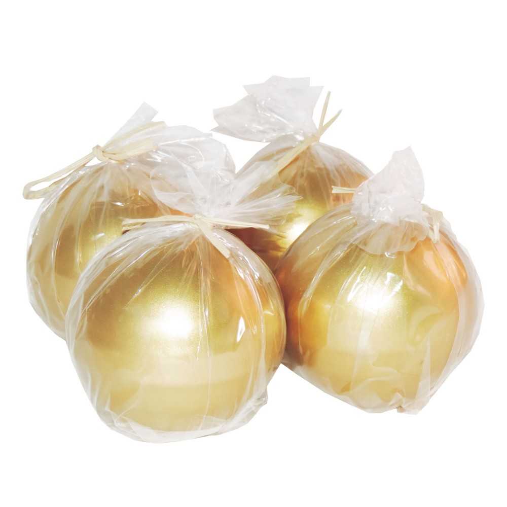 HotStar Metallic Gold Candles 4 Pcs Burning 28 Hours d80 mm Unscented