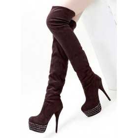 Cuissard platform boots 14cm Heel/4.5cm Platform Brown Colour