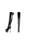 Over the knee patent leather platform boots 15cm Heel 6cm Platform Black Kvoll