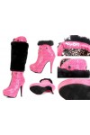 Platform ankle boots with removable fluff cuffs 12cm Heel 3cm Platform Fuchsia Kvoll