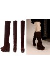 Stivali tacco alto sexy cuissard in camoscio Tacco interno 14cm Plateau 4.5cm Marrone Kvoll