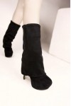 Over the knee suede cuissard boots with rhinestone detail 12.5cm Heel/4cm Platform Black