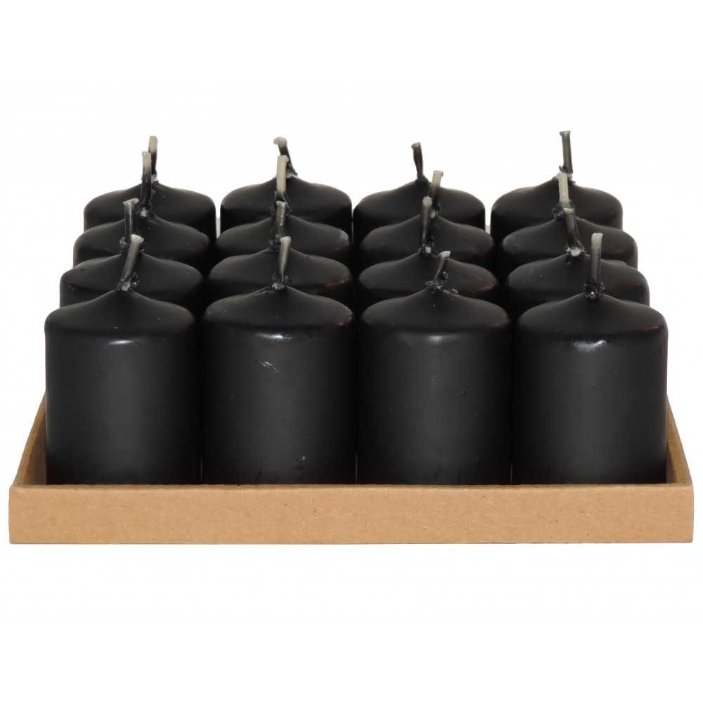 HotStar Scented Candles Sandalwood 16 Pcs Pillar Burning 6 Hours 35x50 mm Black color