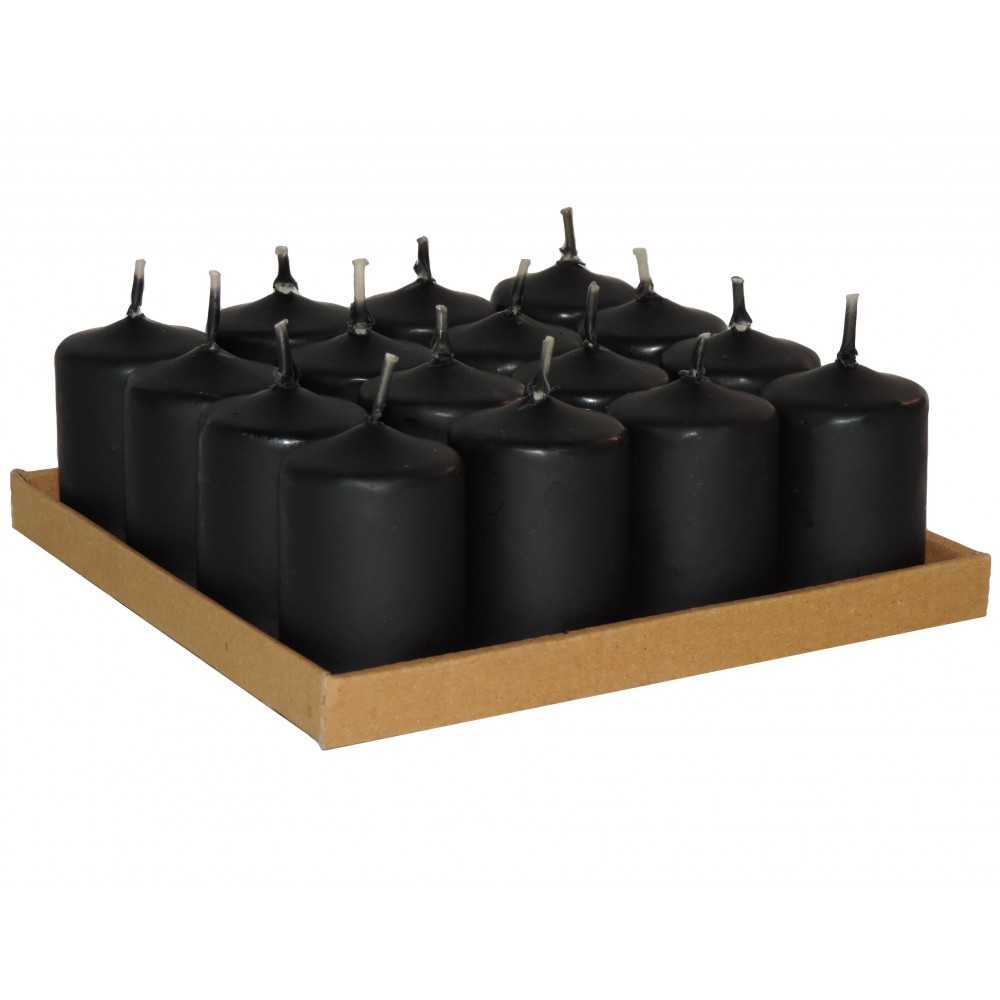 HotStar Candele Profumate Sandalo 16Pz Moccoli Durata 6 Ore 35x50 mm colore Nero