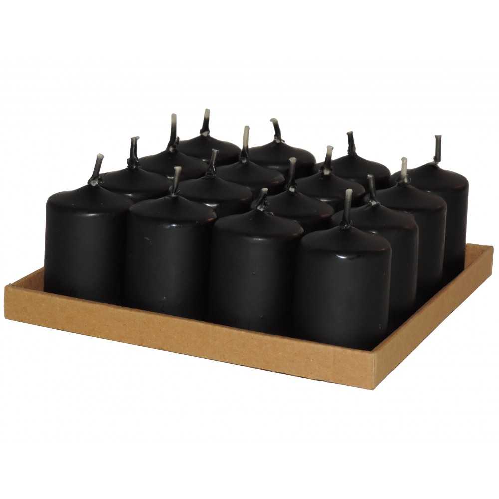 HotStar Scented Candles Sandalwood 16 Pcs Pillar Burning 6 Hours 35x50 mm Black color