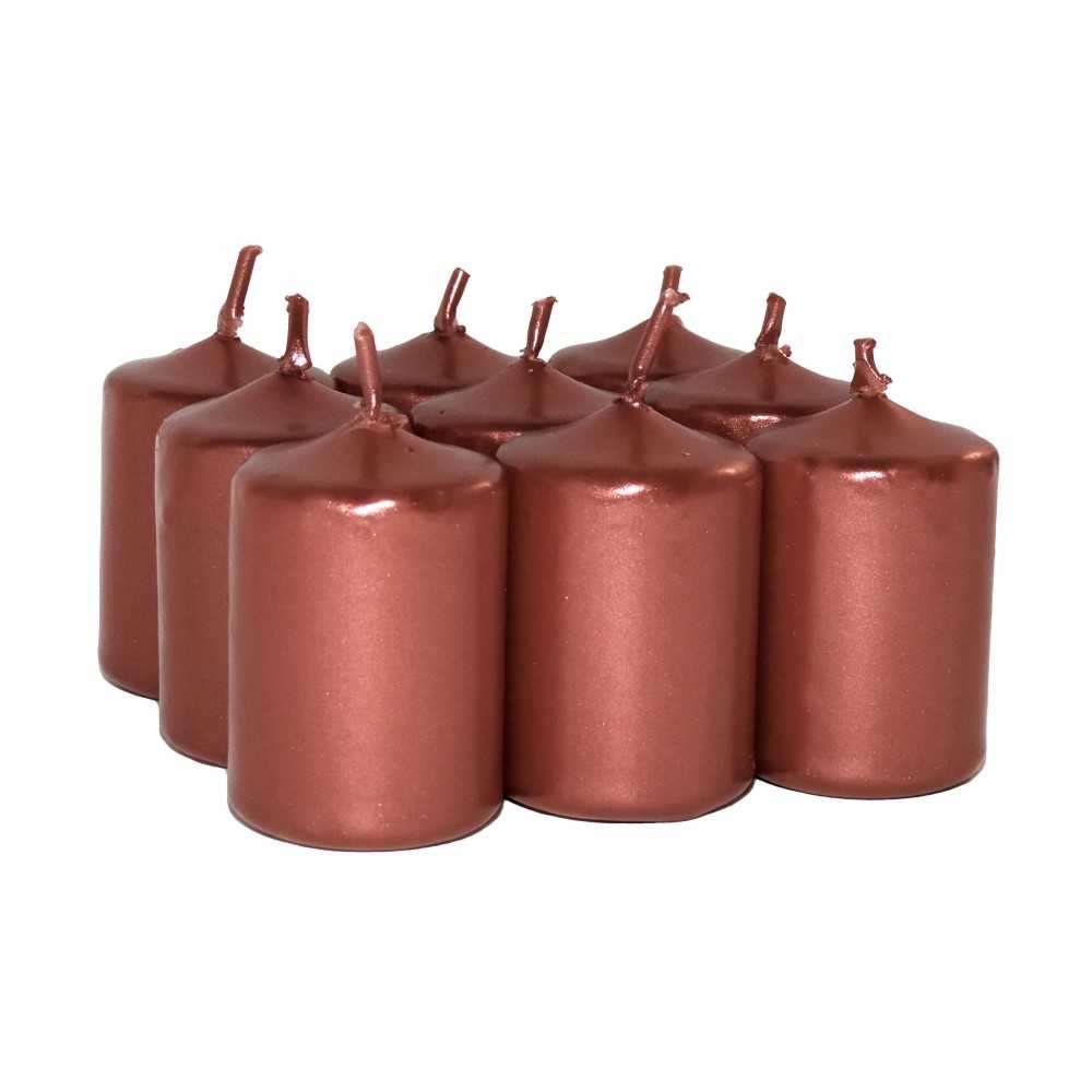 HotStar Unscented Candles Metallic Copper 9Pcs Pillar Duration 6 Hours 35x50 mm