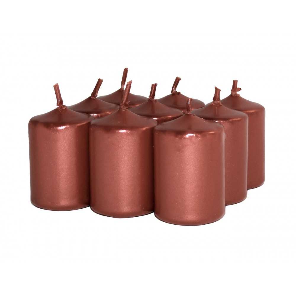 HotStar Unscented Candles Metallic Copper 9Pcs Pillar Duration 6 Hours 35x50 mm