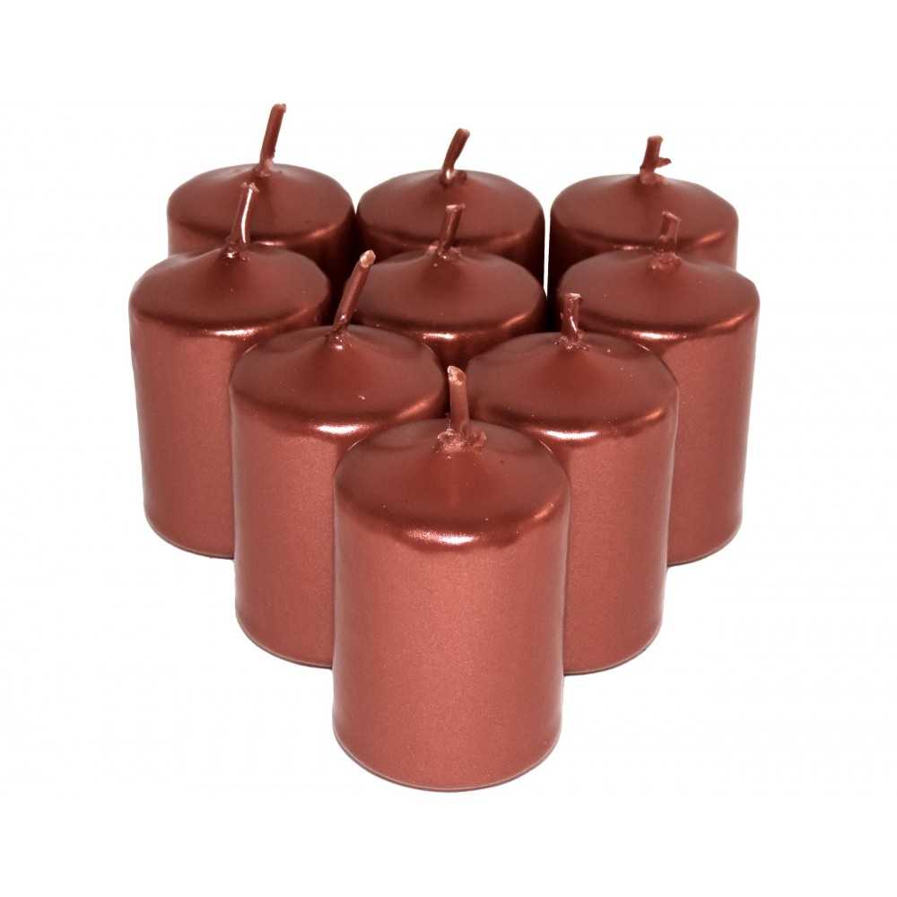 HotStar Candele Non Profumate Rame Metalizzato 9Pz Moccoli Durata 6 Ore 35x50 mm